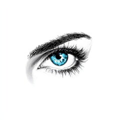Wall Mural - charming eyes, isolated on a clean white background.