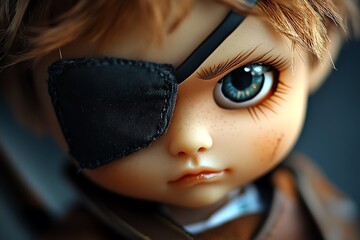 A doll wearing an eye patch, yet underneath, you can feel something shifting as if alive