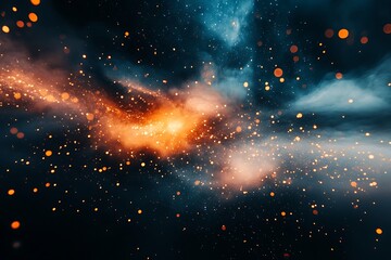 Wall Mural - abstract cosmic nebula with glowing particles and stars, galaxy space background