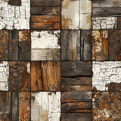  A seamless pattern with rough-textured wooden planks