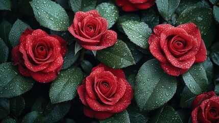 Canvas Print - Red Roses with Dew Drops