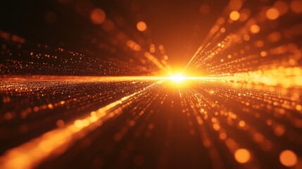 Wall Mural - a bright orange laser beam shining across a dark background, creating a dynamic and tech-inspired vi