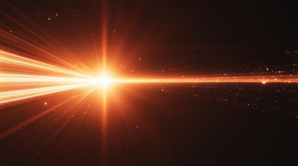 Wall Mural - a bright orange laser beam shining across a dark background, creating a dynamic and tech-inspired vi