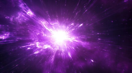 Wall Mural - a burst of bright violet light shining outward from the center, casting sharp beams and a futuristic