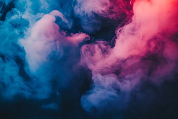 Poster - Abstract Colorful Smoke Swirls, Vapor, Haze, Blue Red White Background