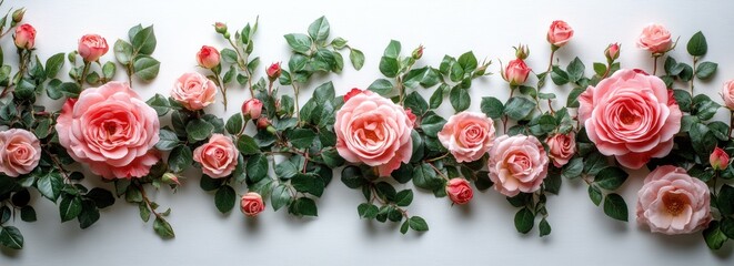 Wall Mural - Pink Roses Floral Arrangement