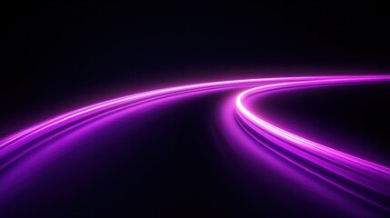 Wall Mural - a streak of violet light trailing across a black background, leaving a neon-like glow in its path.