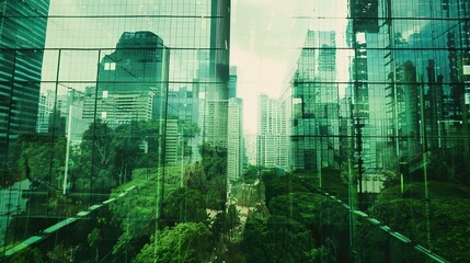 Wall Mural - green_city_-_double_exposure_of_lush_green_forest