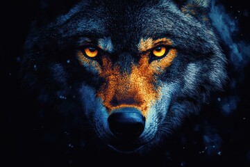 Poster - Wolf Portrait - Closeup with Glowing Eyes