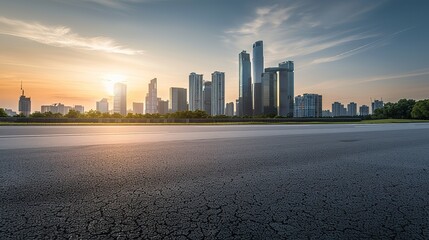 Wall Mural - Panoramic_city_skyline_and_buildings_with_empty