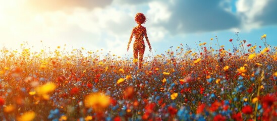 Canvas Print - Woman of Flowers in a Meadow