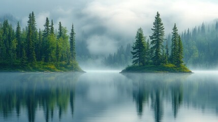 Wall Mural - Misty Morning Lake