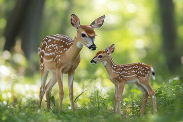 Poster - Two Adorable Fawns in a Lush Forest