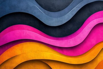 Sticker - Abstract Curved Lines in Shades of Blue, Pink, and Yellow