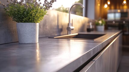 Wall Mural - Modern Kitchen Sink with Grey Countertop