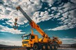© MahmudulHassan - Mobile crane on a road in construction site