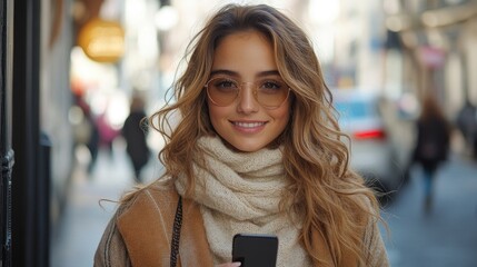 Poster - Smiling Woman In City Street