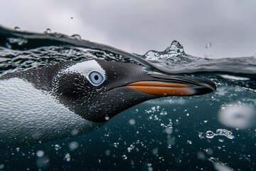 A Close-Up of a Gentoo Penguin's Head Emerging from the Water