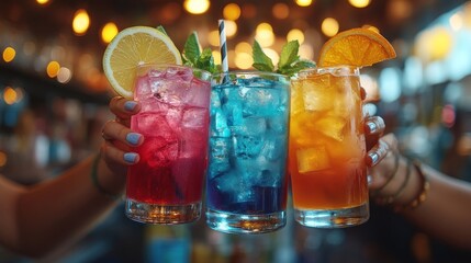 Colorful Cocktails in a Bar