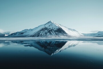 Wall Mural - Snow-capped Mountain Reflected in Still Water