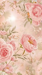 Wall Mural - Pink soft rose and florals artistic background