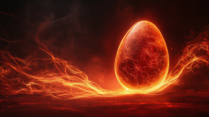 Wall Mural - Abstract red background of digital egg shapes.
