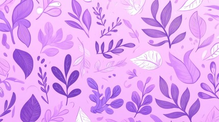 Wall Mural - Light purple vector nature pattern featuring leaves A colorful doodle style illustration ideal for children s books