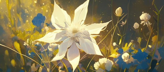 Wall Mural - Painting of a white flower showcasing its beauty and simplicity