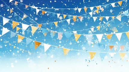 Vibrant festive backdrop featuring a collection of colorful flag garlands Vector art illustration