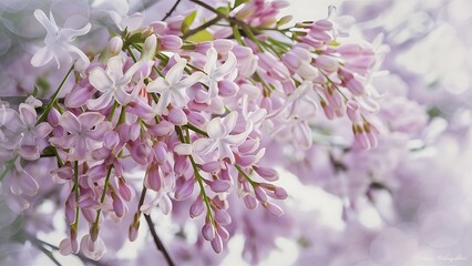 Wall Mural - Closeup of tender flowers of lilac tree