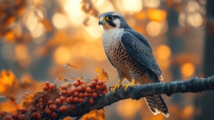 Wall Mural - Peregrine Falcon Perched on Branch