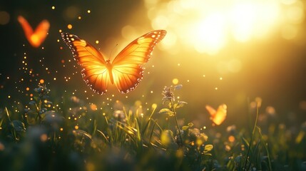 Wall Mural - Magical Butterfly Sunset