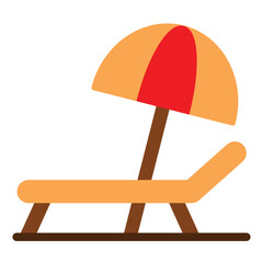 Wall Mural - beach chair and umbrella icon 