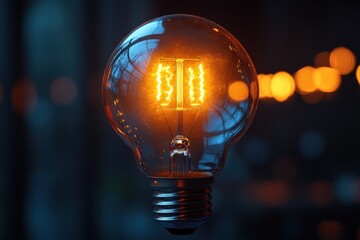 Poster - Glowing Light Bulb with Bokeh Background