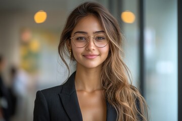 Poster - Portrait of a Woman Wearing Glasses