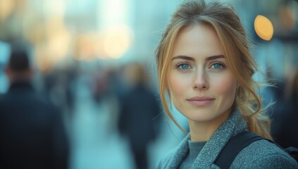 Canvas Print - Portrait of a Young Woman in the City