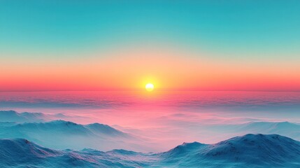 Wall Mural - A serene sunrise over misty mountains, evoking tranquility and beauty.