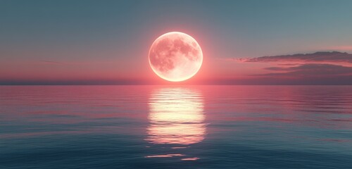 Sticker - Pink Moon Reflecting in a Calm Sea