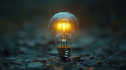 Canvas Print - Glowing Light Bulb in Dark Setting