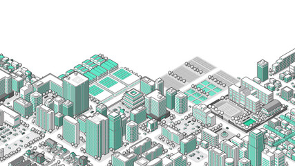 俯瞰から見た立体の街並みベクターイラスト