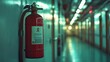 © Jack - A wall-mounted fire extinguisher with safety instructions, clearly visible in a factory hallway.