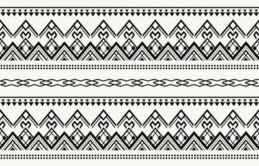 Wall Mural - Ethnic tribal  black and white stripe background. Seamless tribal pattern, folk embroidery, tradition geometric  ornament. Traditional design for fabric, textile, print, rug, paper