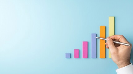 Hand-drawn graph and chart on a whiteboard illustrating business growth and financial progress with arrows and bars