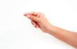© VerraWidhi - hand making the symbol that means pick up on white background. copy space