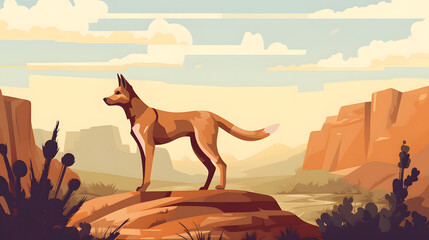 Poster - Dingo In nature Illustration Vector