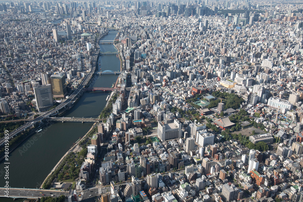 TOKYO - SEPT. 2017: Aerial view of population density in Tokyo ...