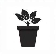 Sticker - plant pot black icon isolated on white