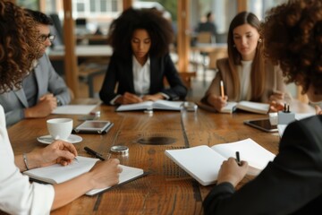 Wall Mural - Office Decision Makers: A Group of Business Professionals Finalizing Plans