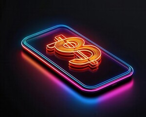 Wall Mural - Abstract wallet app with glowing currency symbols, promoting secure digital payments