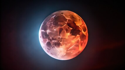 Wall Mural - A Full Red Moon in the Night Sky